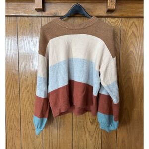 Cozy Colorblock Striped Boucle Knit Sweater